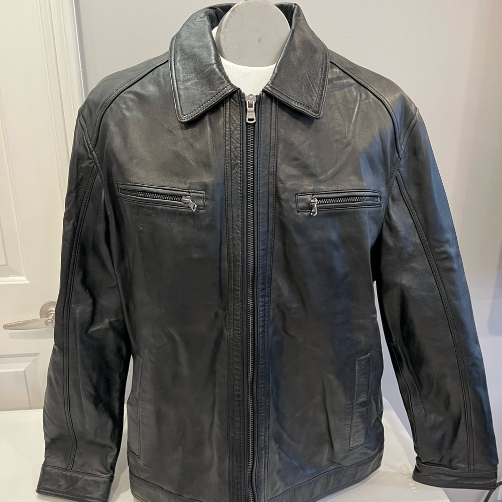 Michael Kor genuine black leather coat